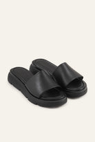 Nizza Genuine Leather Women Flat Slides Black - view 2