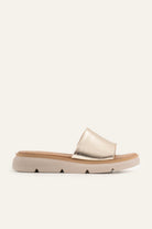 Nizza Genuine Leather Women Flat Slides Gold - view 1