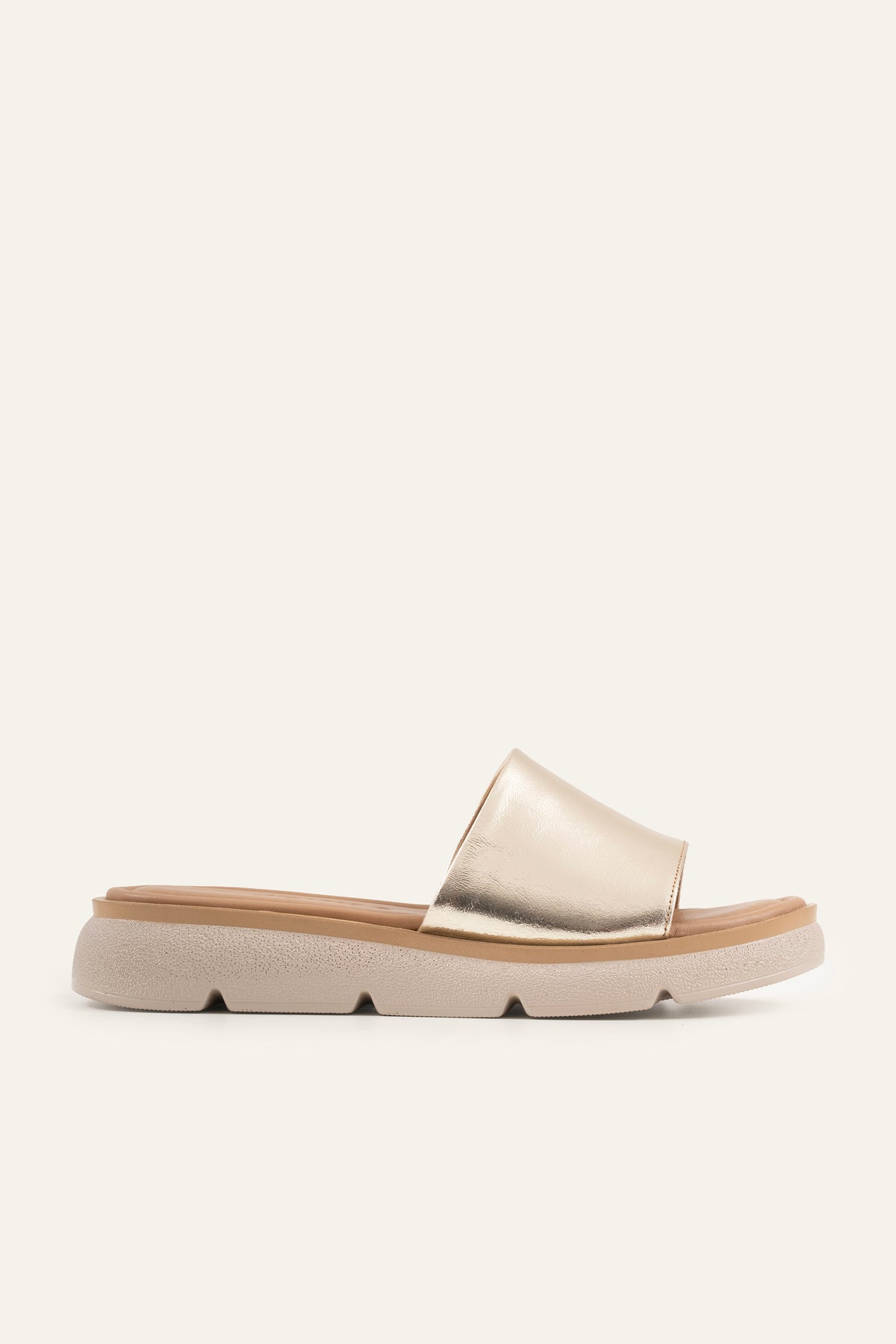 Nizza Genuine Leather Women Flat Slides Gold - view 1