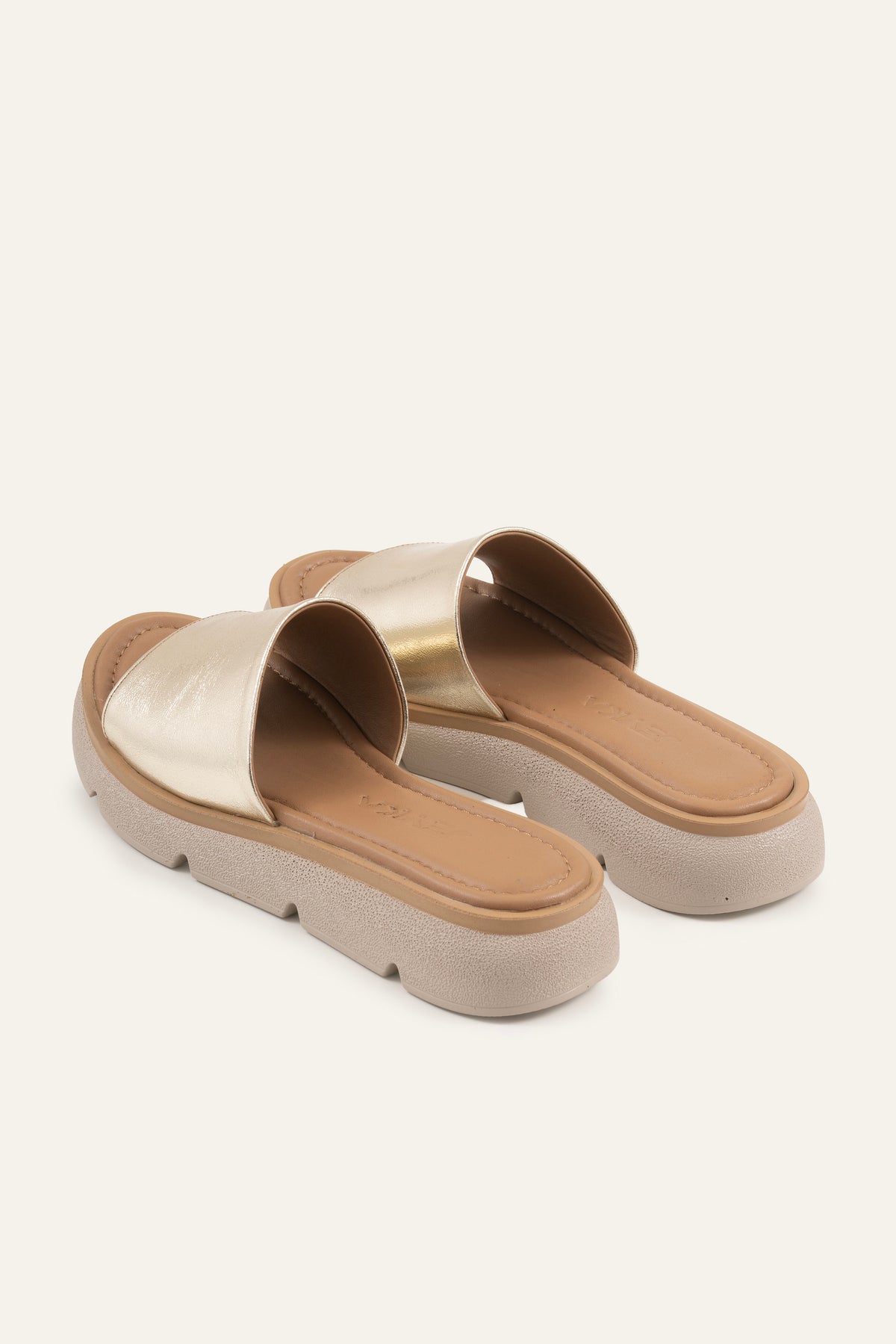 Nizza Genuine Leather Women Flat Slides Gold - view 3