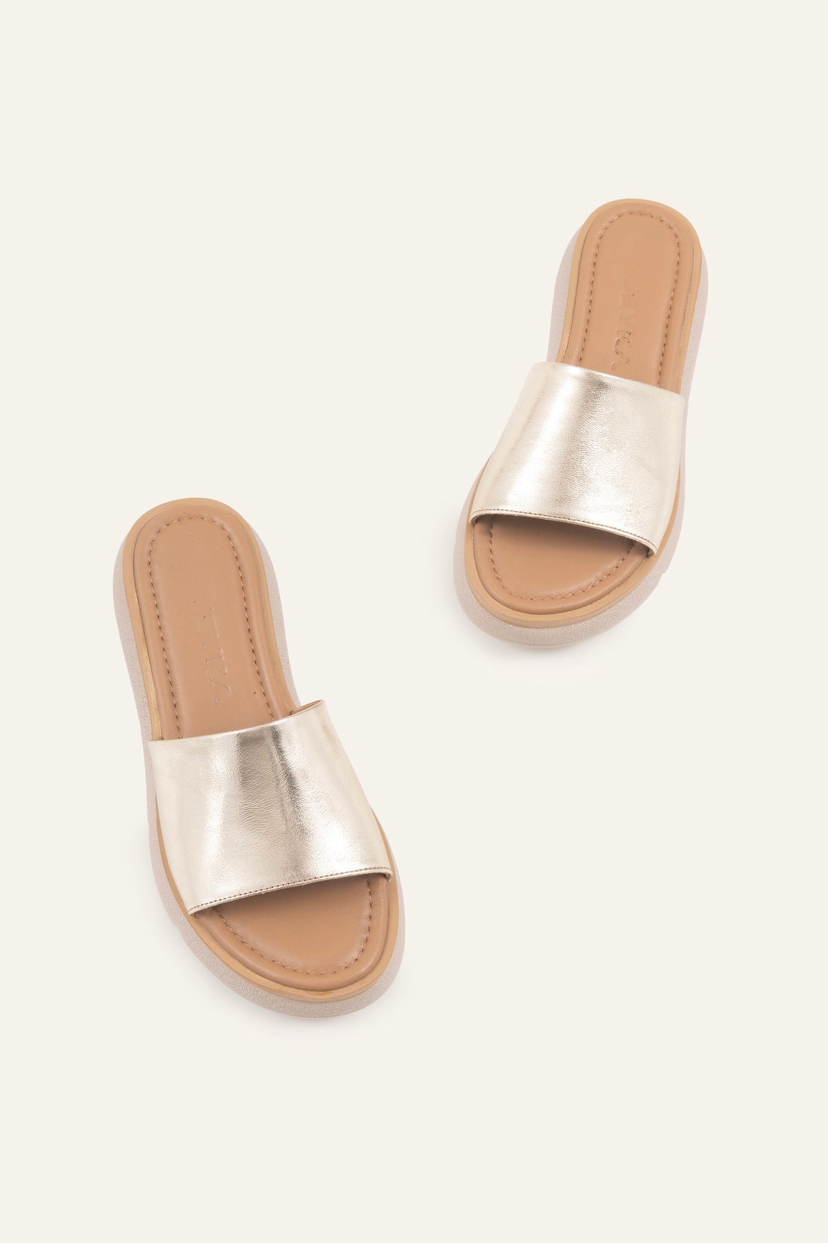 Nizza Genuine Leather Women Flat Slides Gold - view 4