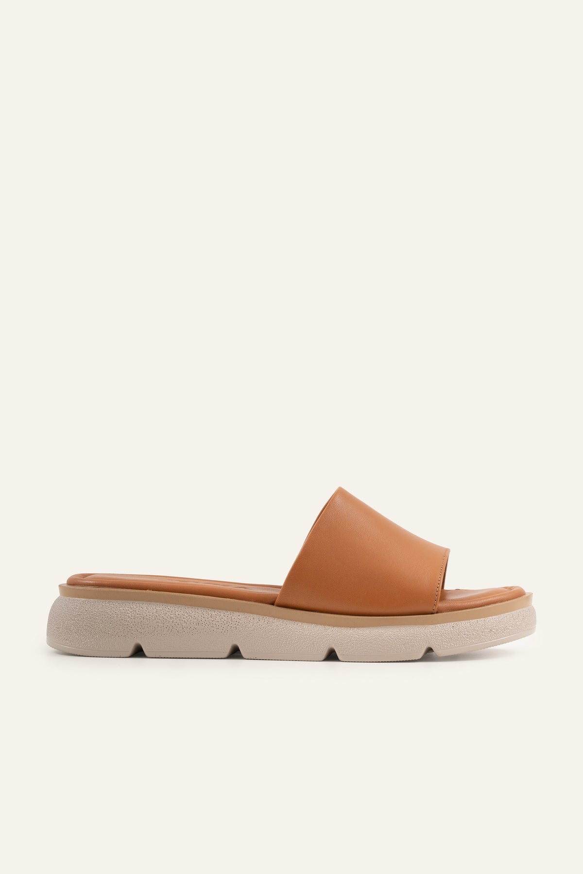 Nizza Genuine Leather Women Flat Slides Tan - view 1