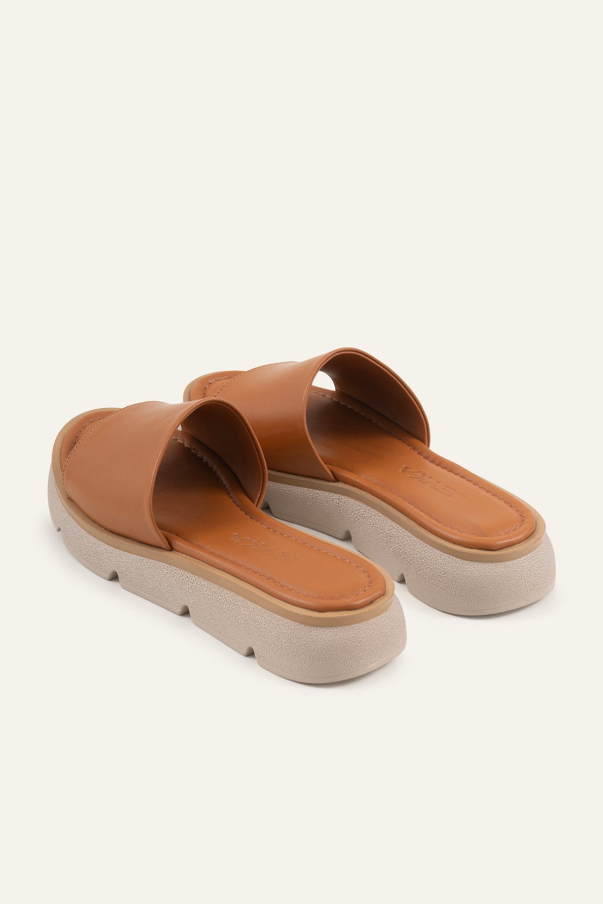 Nizza Genuine Leather Women Flat Slides Tan - view 3