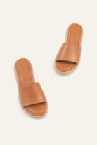 Nizza Genuine Leather Women Flat Slides Tan - view 4