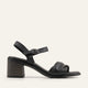 Parma Genuine Leather Women Block Heel Sandals Black