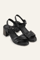 Parma Genuine Leather Women Block Heel Sandals Black - view 2