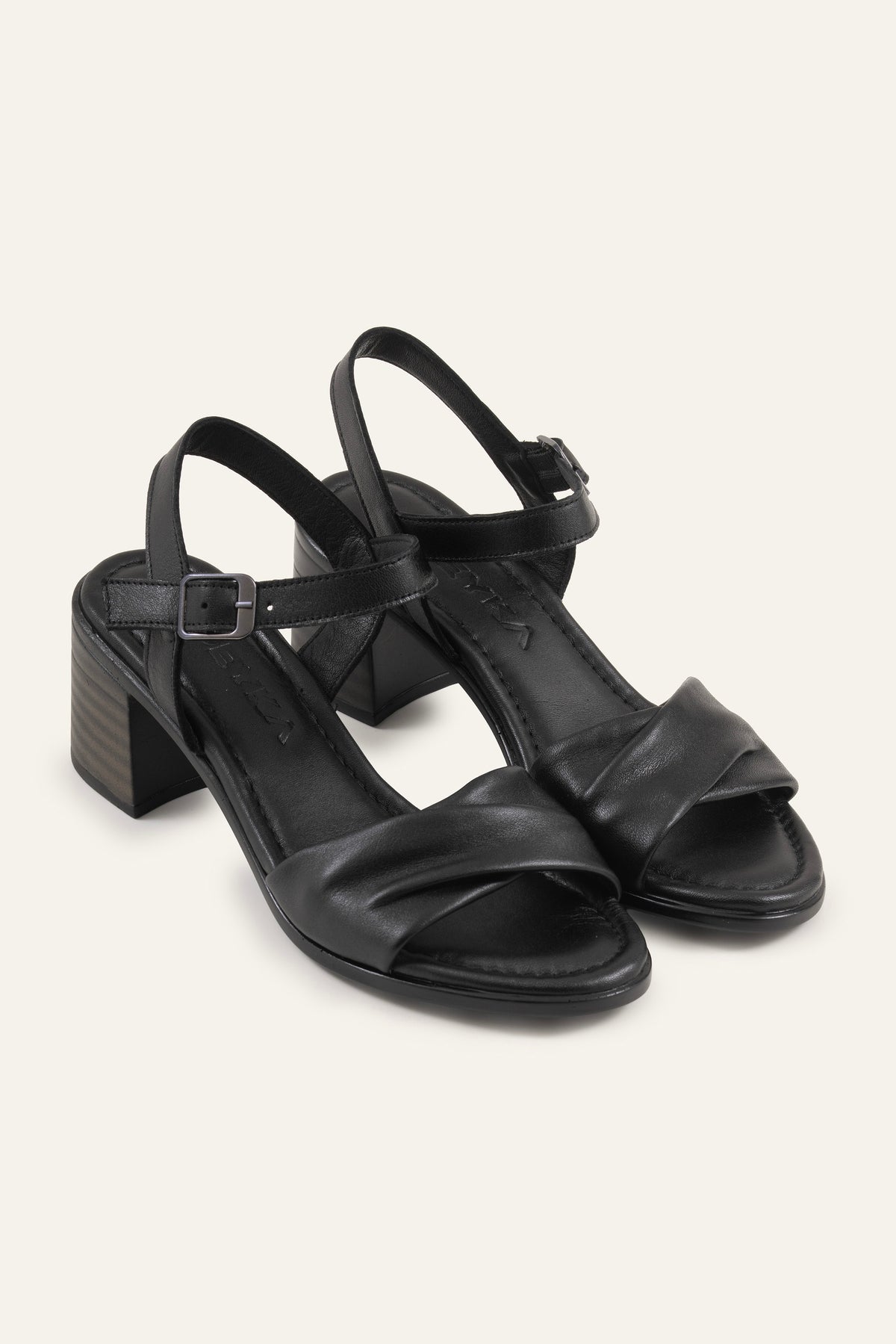 Parma Genuine Leather Women Block Heel Sandals Black - view 2