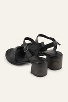 Parma Genuine Leather Women Block Heel Sandals Black - view 3