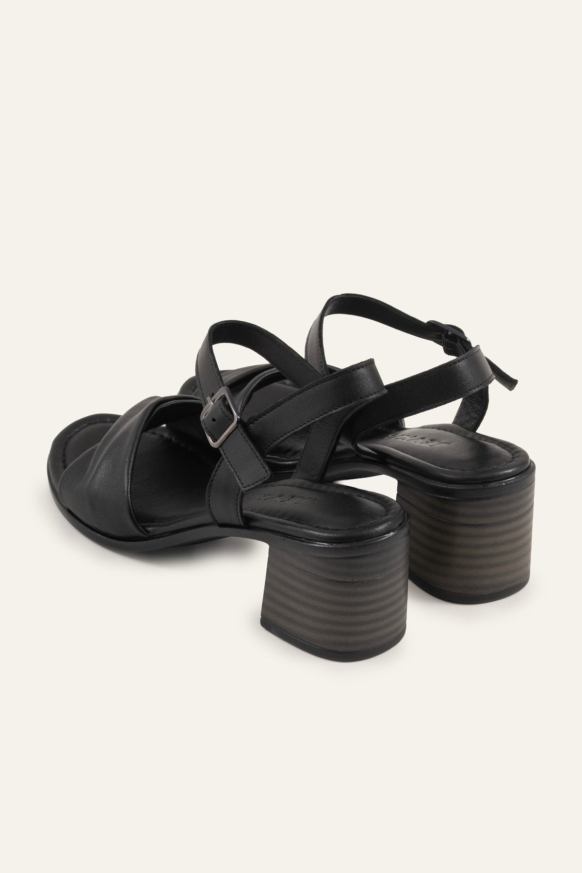 Parma Genuine Leather Women Block Heel Sandals Black - view 3