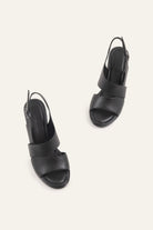 Parma Genuine Leather Women Block Heel Sandals Black - view 4