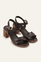 Parma Genuine Leather Women Block Heel Sandals Dark Brown - view 3