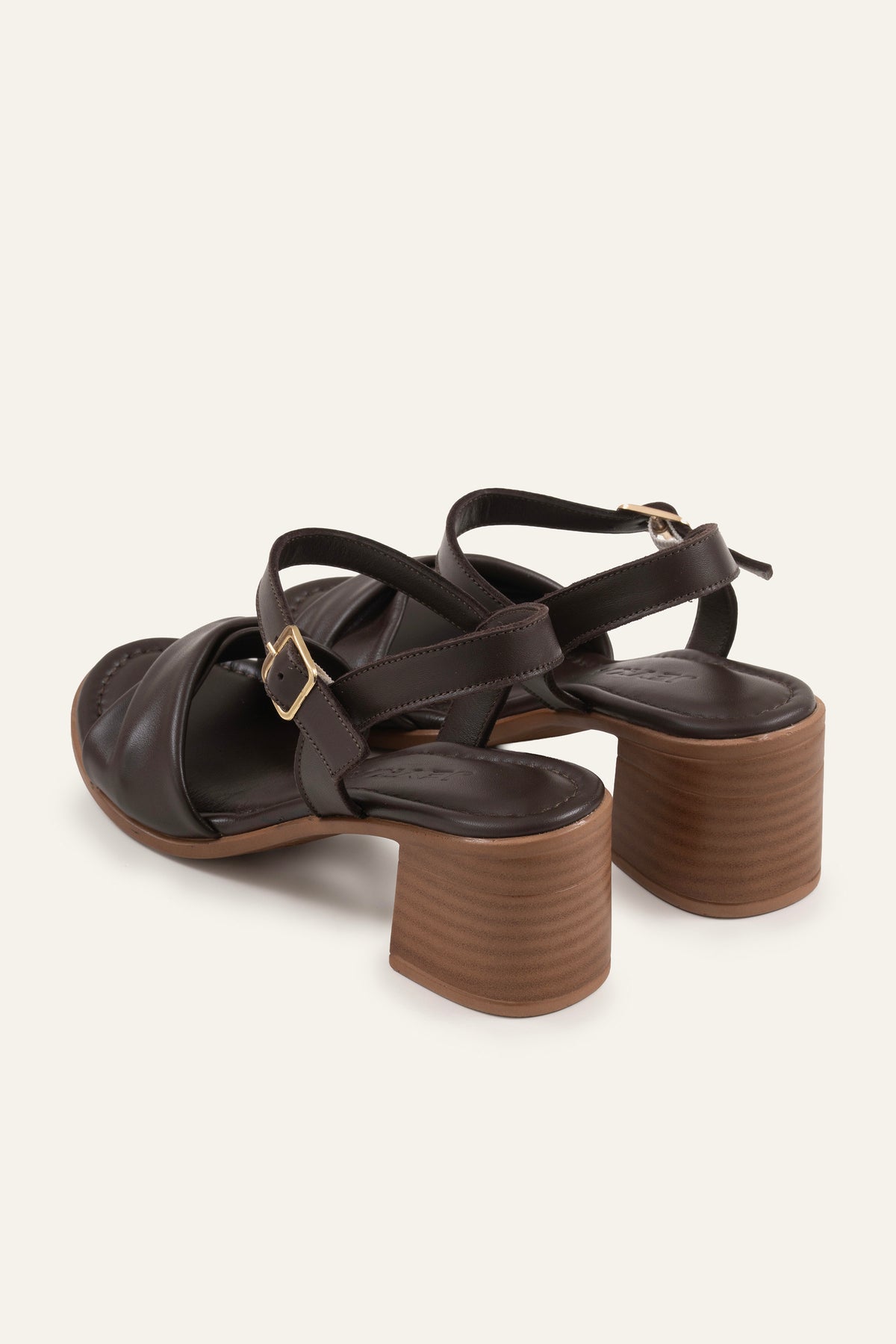 Parma Genuine Leather Women Block Heel Sandals Dark Brown - view 4