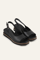 Paros Genuine Leather Women Wedge Sandals Black - view 2