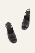 Paros Genuine Leather Women Wedge Sandals Black - view 4