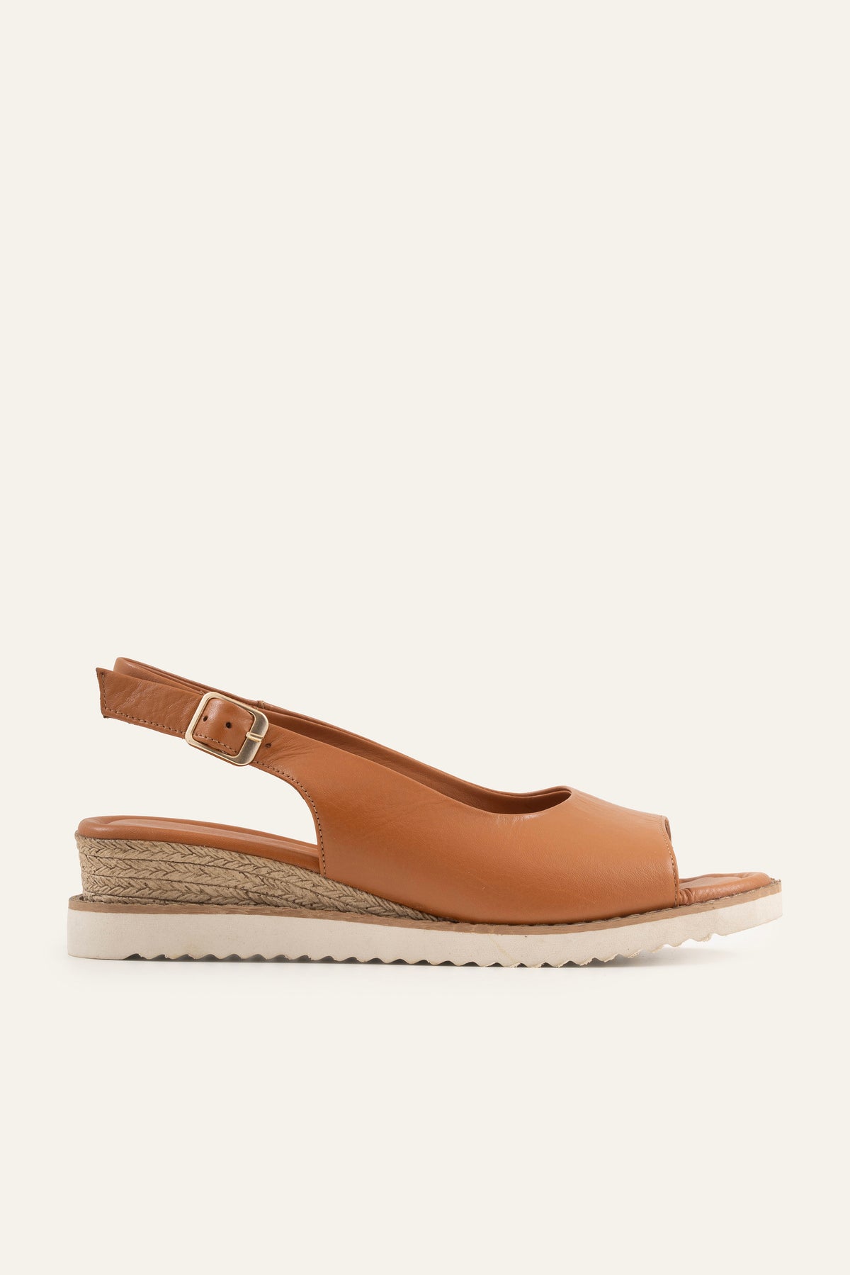 Paros Genuine Leather Women Wedge Sandals Tan - view 1