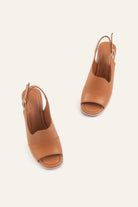 Paros Genuine Leather Women Wedge Sandals Tan - view 4