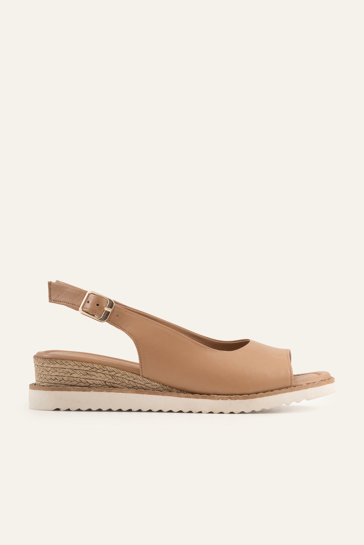 Paros Genuine Leather Women Wedge Sandals Taupe - view 1