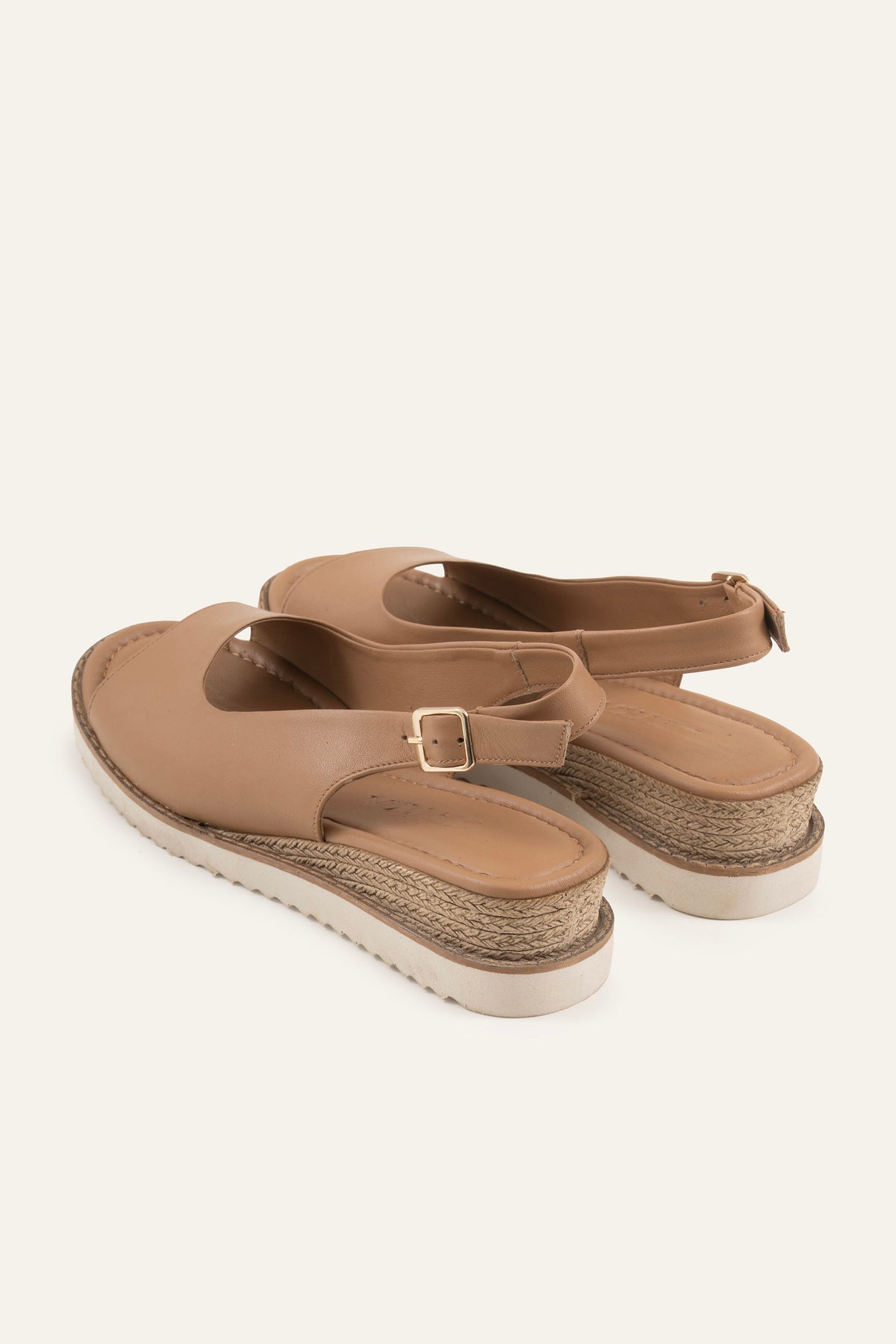 Paros Genuine Leather Women Wedge Sandals Taupe - view 3