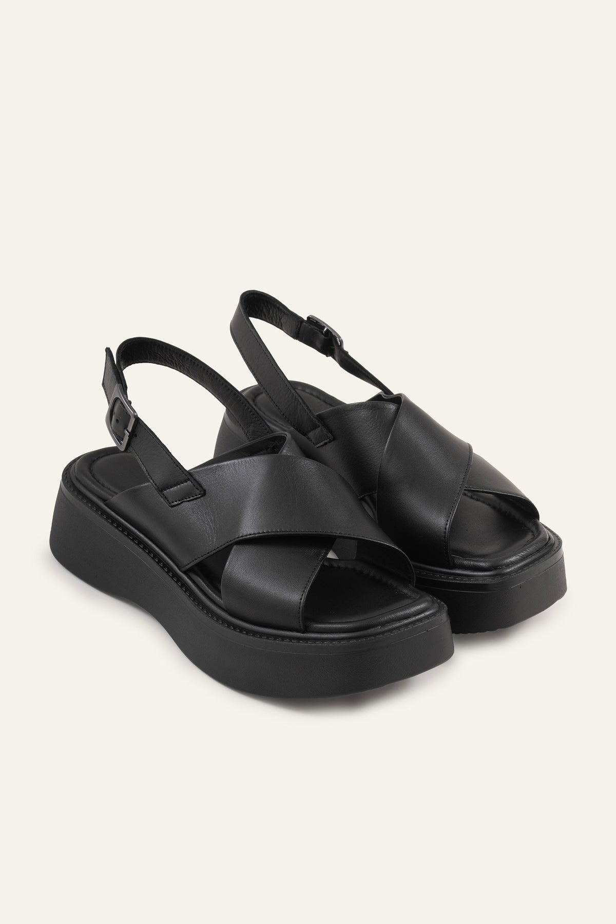 Patara Genuine Leather Women Platform Sandals Black - view 2
