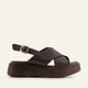 Patara Genuine Leather Women Platform Sandals Dark Brown