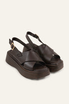 Patara Genuine Leather Women Platform Sandals Dark Brown - view 2