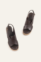 Patara Genuine Leather Women Platform Sandals Dark Brown - view 4