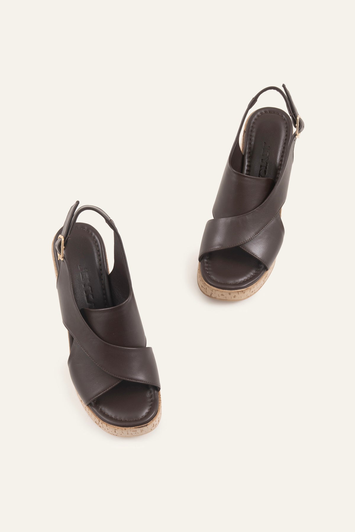 Patara Genuine Leather Women Platform Sandals Dark Brown - view 4