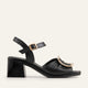 Portofino Genuine Leather Women Block Heel Sandals Black
