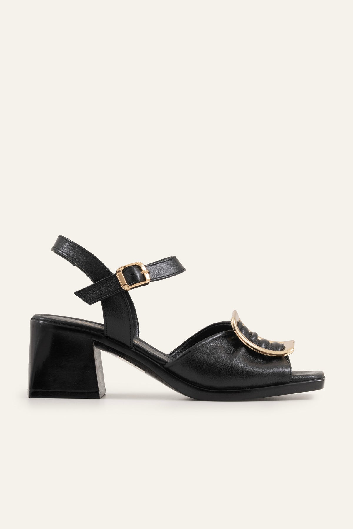 Portofino Genuine Leather Women Block Heel Sandals Black - view 1