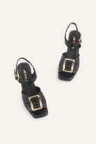 Portofino Genuine Leather Women Block Heel Sandals Black - view 2