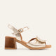 Portofino Genuine Leather Women Block Heel Sandals Gold
