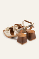 Portofino Genuine Leather Women Block Heel Sandals Gold - view 4