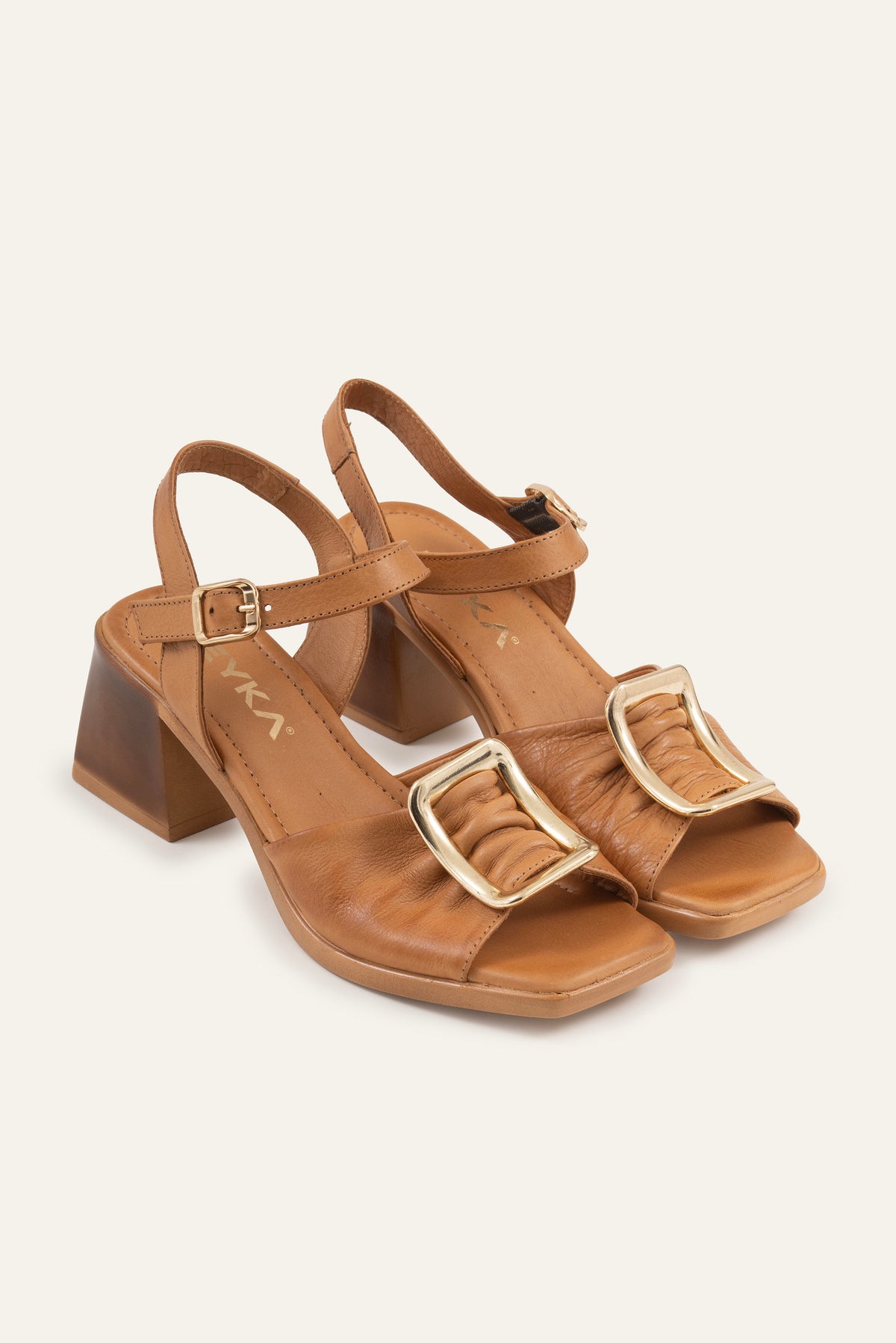 Portofino Genuine Leather Women Block Heel Sandals Tan - view 2