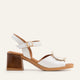 Portofino Genuine Leather Women Block Heel Sandals White