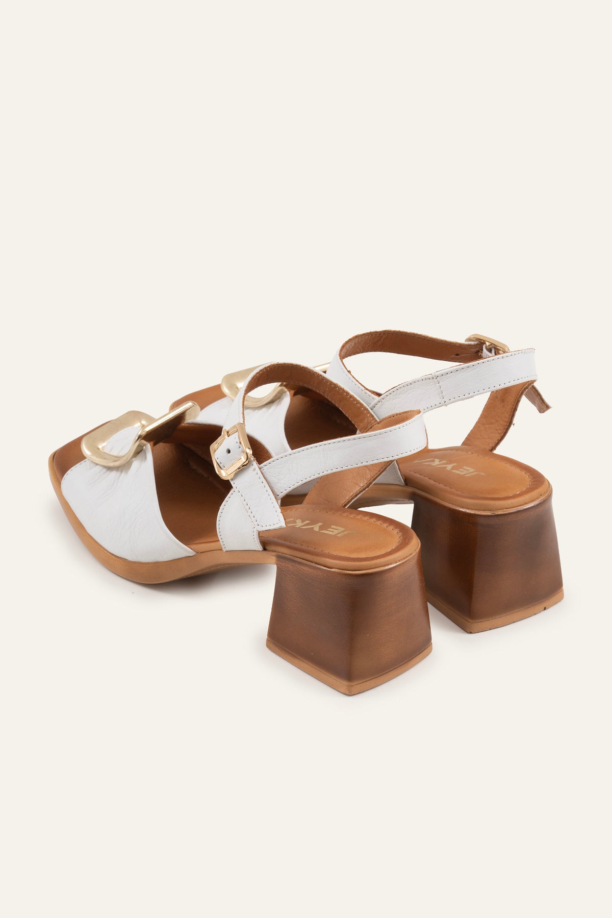 Portofino Genuine Leather Women Block Heel Sandals White - view 3