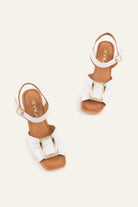Portofino Genuine Leather Women Block Heel Sandals White - view 4