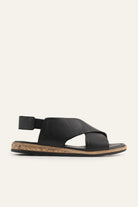 Positano Genuine Leather Women Flat Sandals Black - view 1