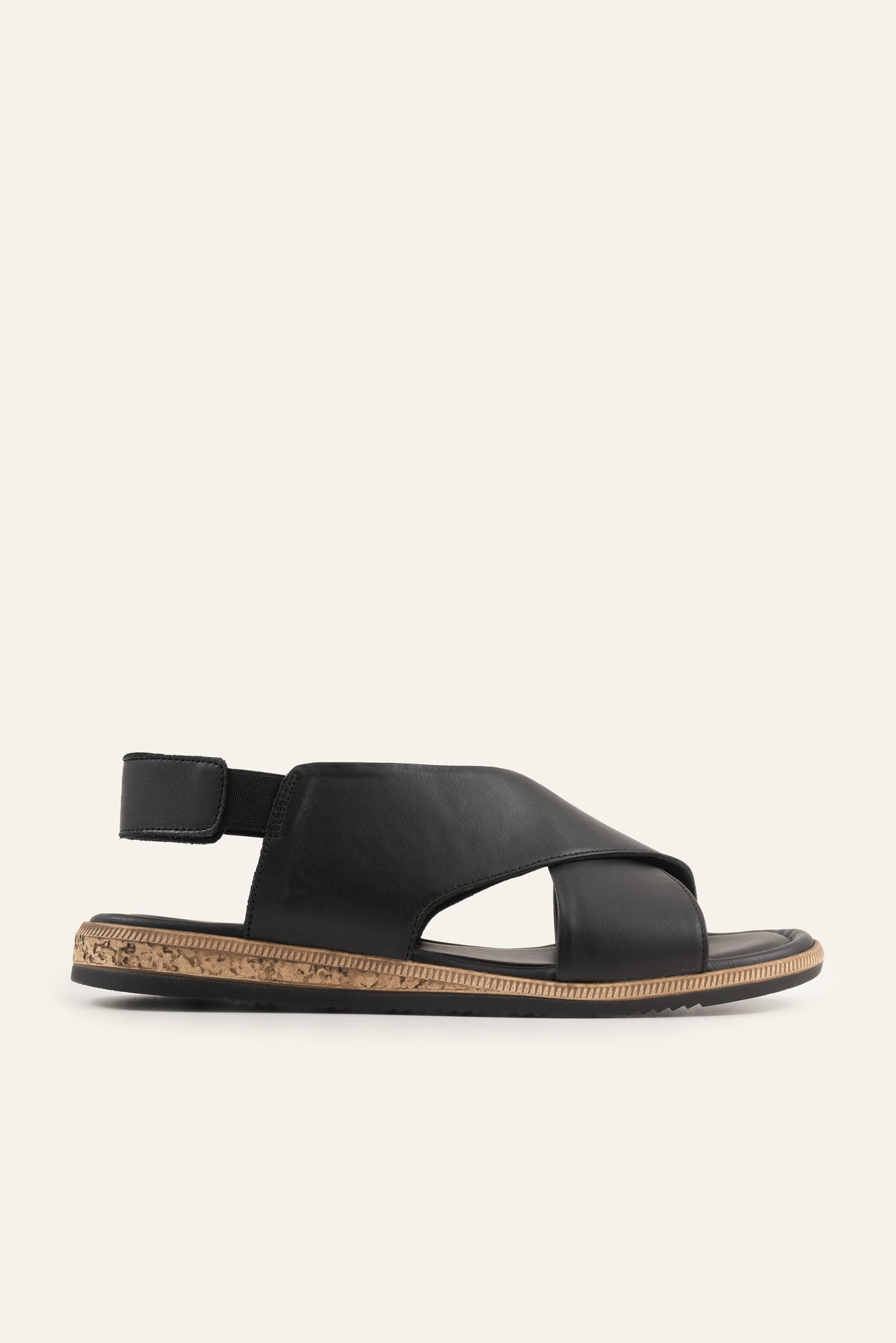 Positano Genuine Leather Women Flat Sandals Black - view 1