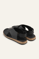 Positano Genuine Leather Women Flat Sandals Black - view 3