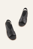 Positano Genuine Leather Women Flat Sandals Black - view 4