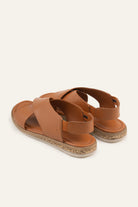 Positano Genuine Leather Women Flat Sandals Tan - view 3