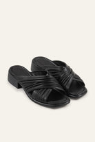 Procida Genuine Leather Women Low Heel Mules Black - view 2