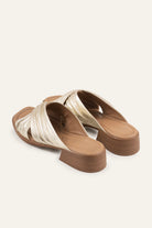 Procida Genuine Leather Women Low Heel Mules Gold - view 3