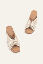 Procida Genuine Leather Women Low Heel Mules Gold - view 4