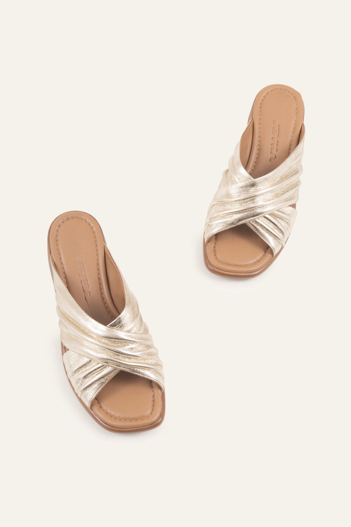 Procida Genuine Leather Women Low Heel Mules Gold - view 4
