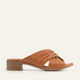 Procida Genuine Leather Women Low Heel Mules Tan