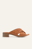 Procida Genuine Leather Women Low Heel Mules Tan - view 1
