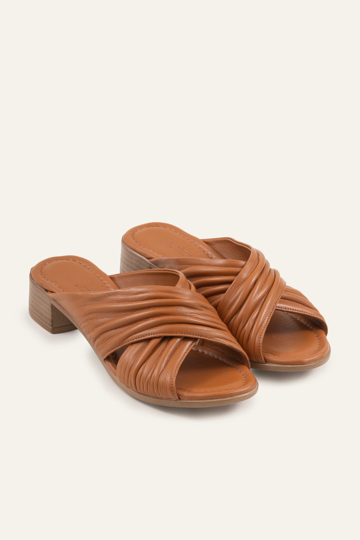 Procida Genuine Leather Women Low Heel Mules Tan - view 2