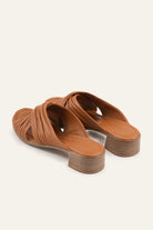 Procida Genuine Leather Women Low Heel Mules Tan - view 3