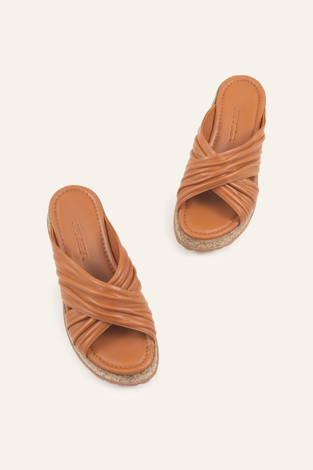 Procida Genuine Leather Women Low Heel Mules Tan - view 4